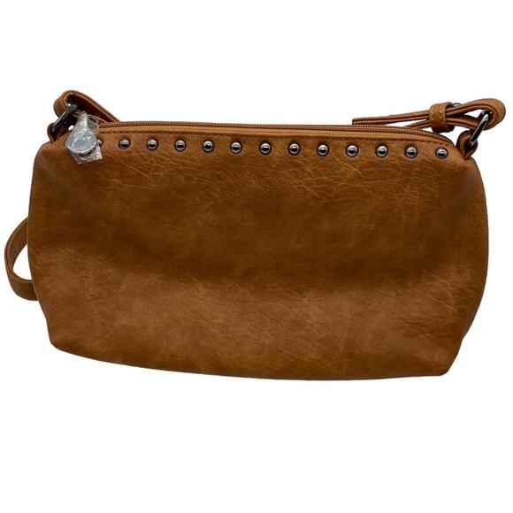 Sydney Love New Brown Leather Studded Crossbody Bag - Picture 1 of 8
